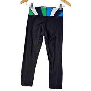 LULULEMON Cropped Leggings Tights Black with Color Blocking - 2